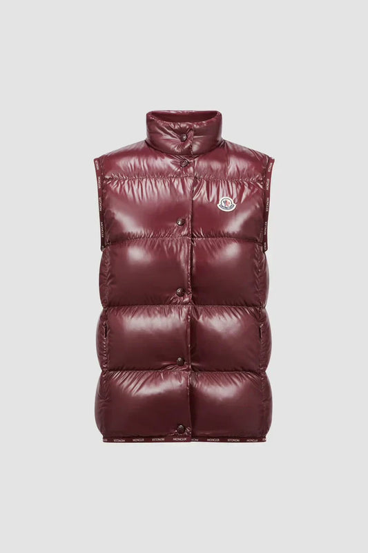 Moncler  -  Doudoune sans manche bordeaux brillante femme