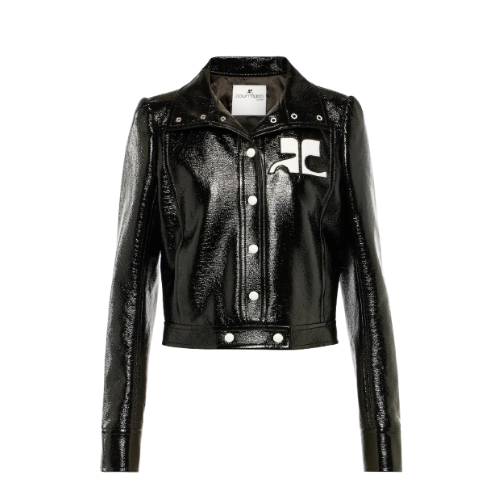 Courrèges - Bomber en cuir noir